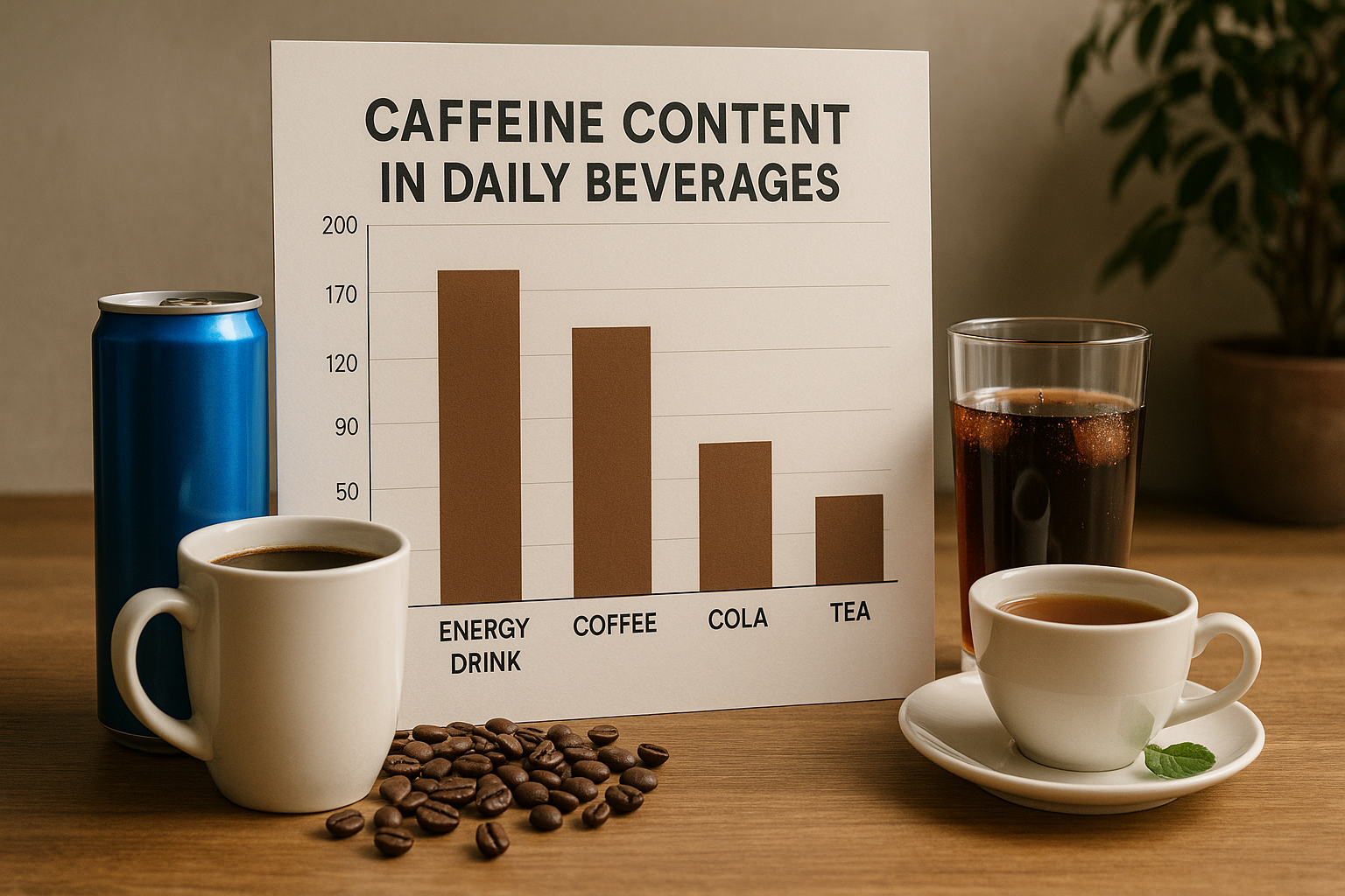 Cantidad de cafeína en bebidas diarias según un gráfico revelador