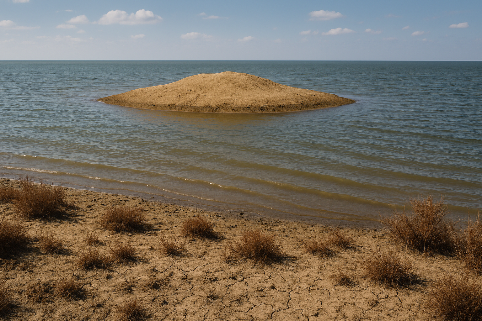 El mar Caspio presenta una nueva isla debido a su descenso de nivel