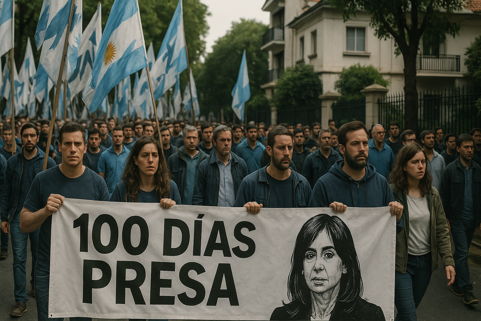 Marcha de La Cámpora a casa de Cristina Kirchner a cien días de su detención