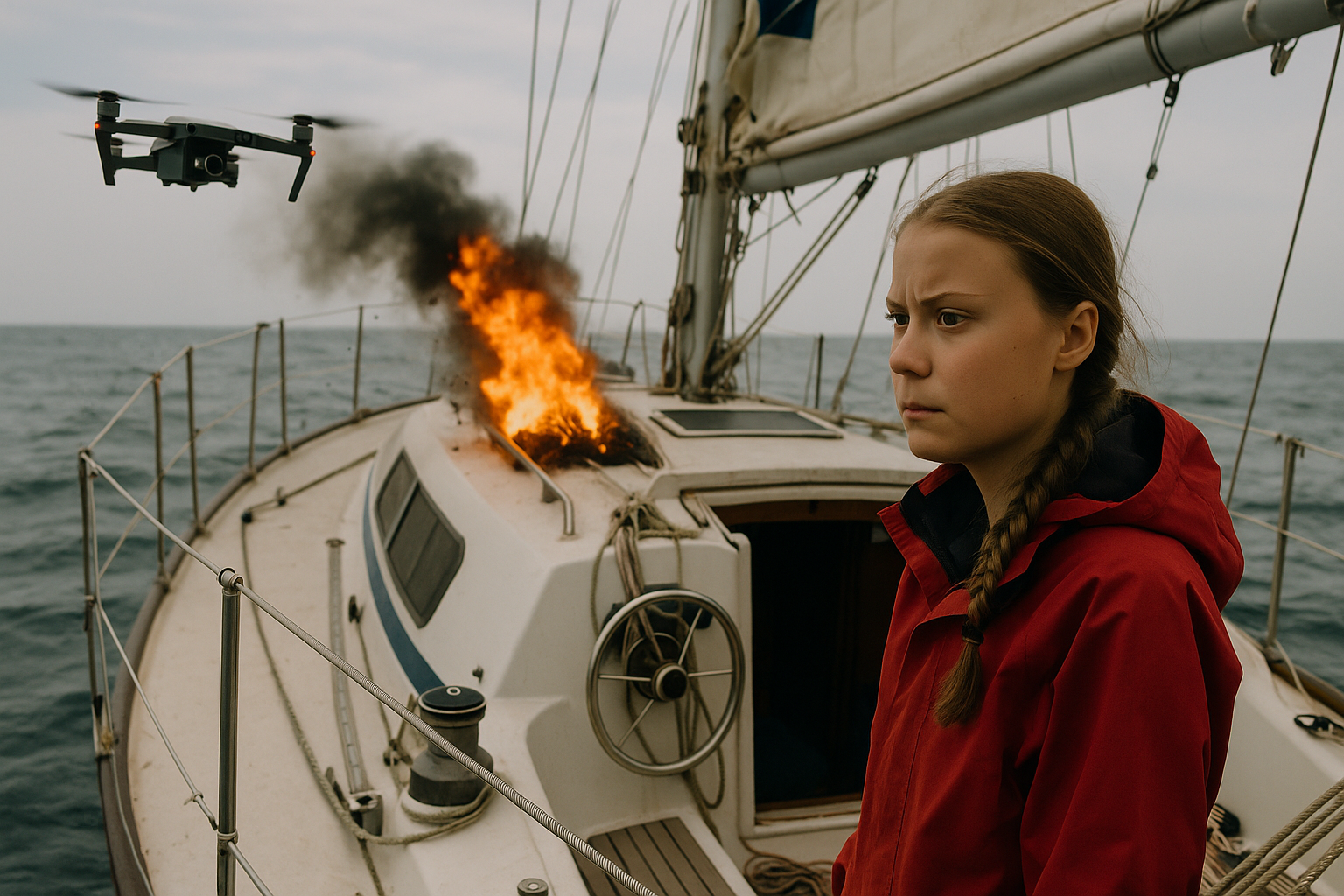 Dron impacta barco de flotilla humanitaria para Gaza con Greta Thunberg