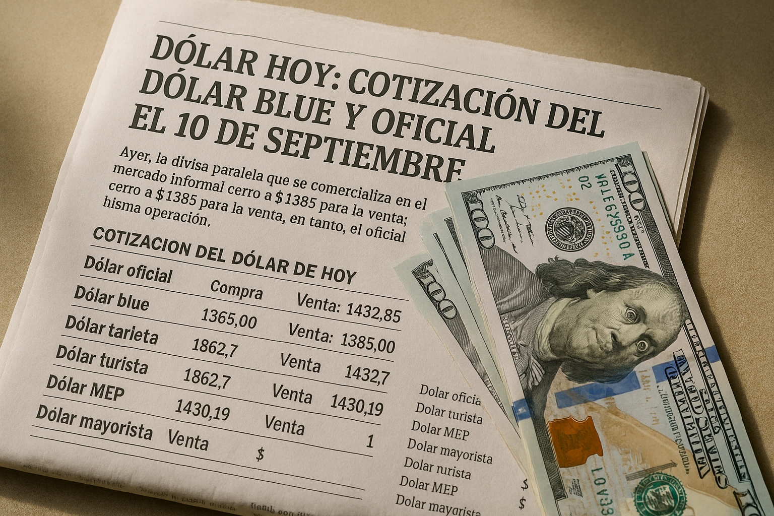 Dólar hoy: cotización del dólar blue y oficial el 10 de septiembre