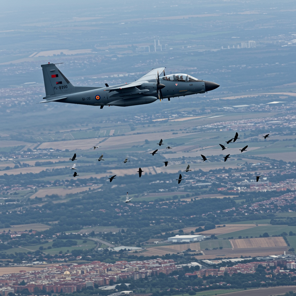 Avión militar colisiona con cigüeñas durante ensayo del desfile del 12-O