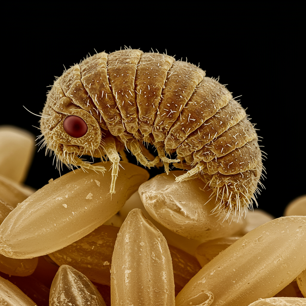 Vence gorgojo de arroz en grano concurso Nikon Small World 2025
