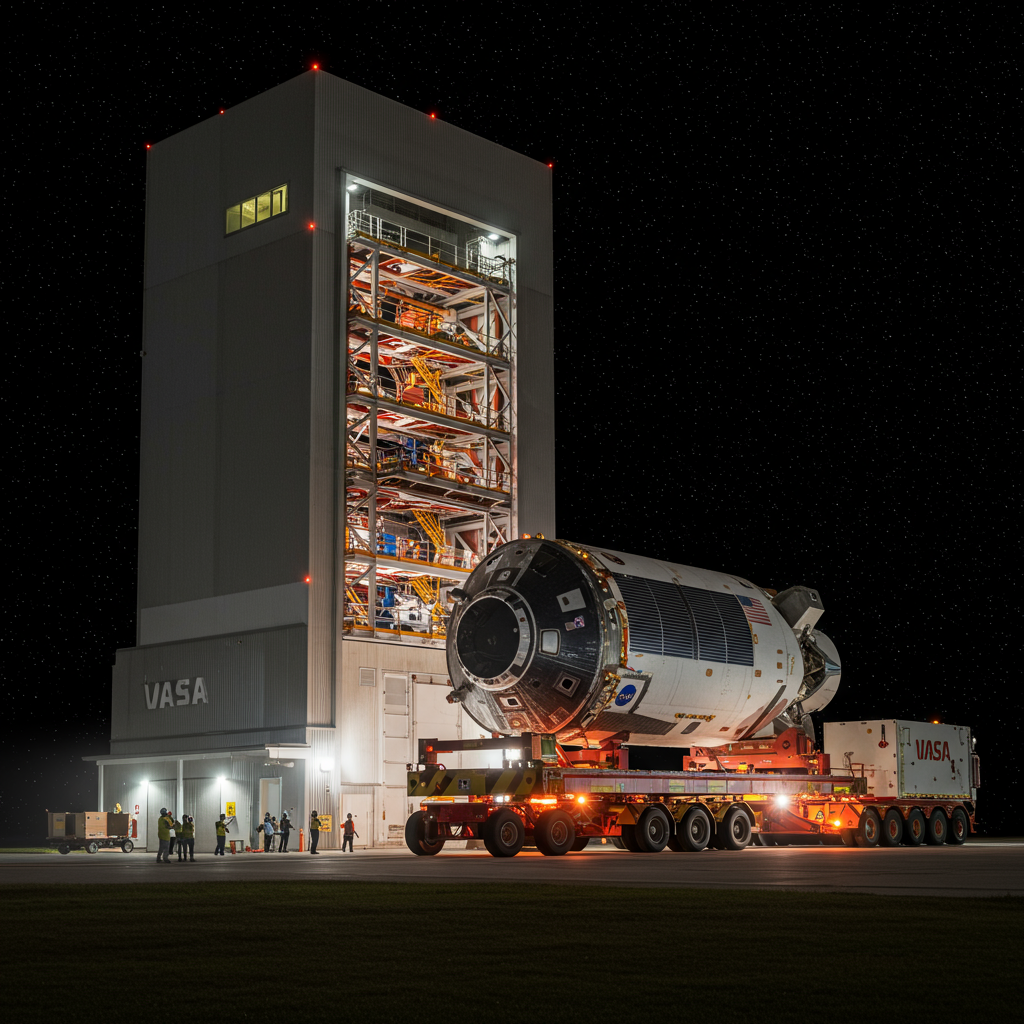 Orion Llega al Edificio de Ensamblaje, Última Parada Antes del Lanzamiento