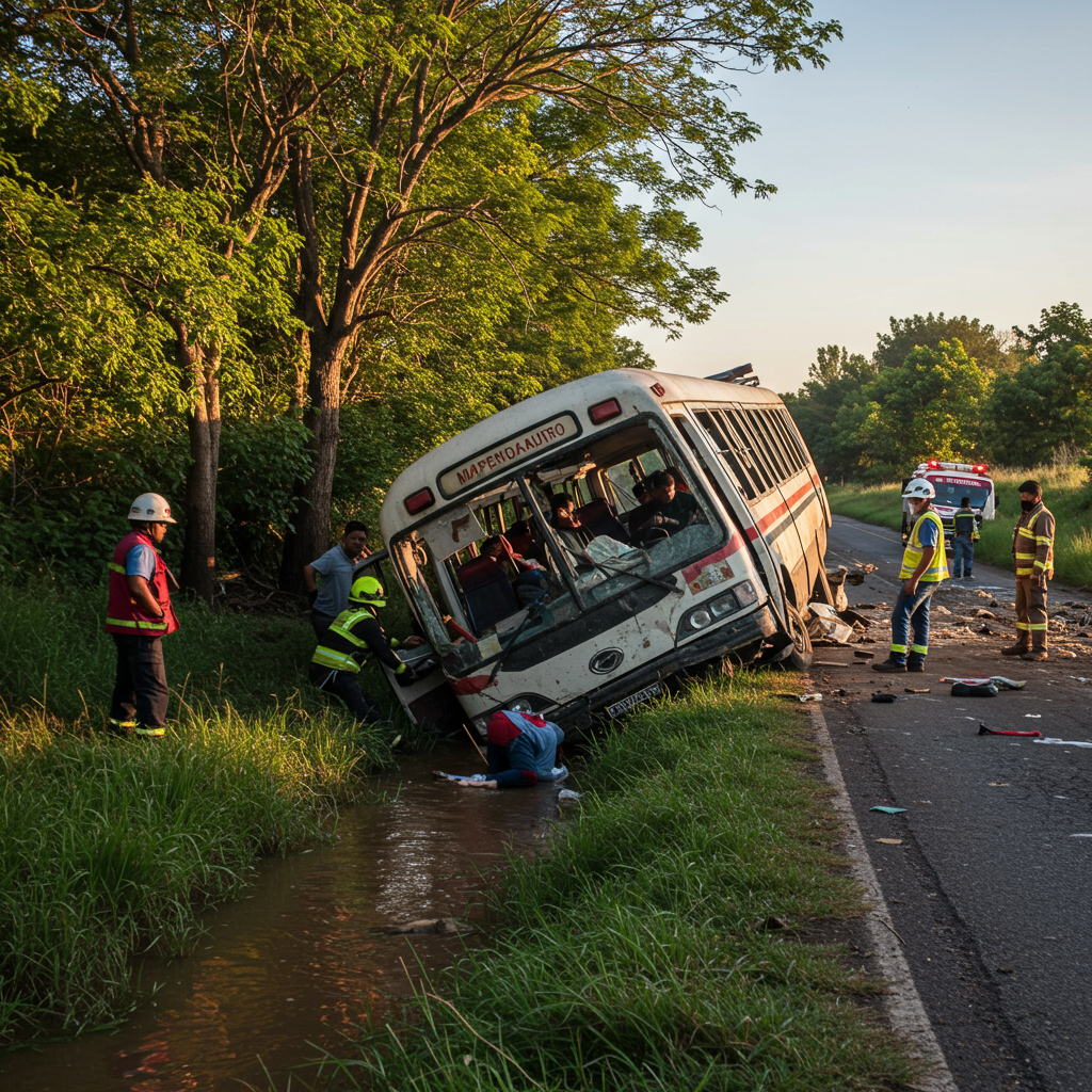 Tragedia en Misiones: Micro cae a arroyo tras choque; muertos y heridos